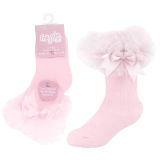 Baby Girls Single Pair Pink Tutu Socks With Bow