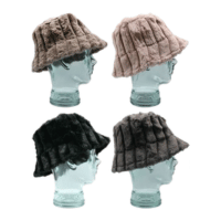 Ladies Ribbed Faux Fur Bucket Hat