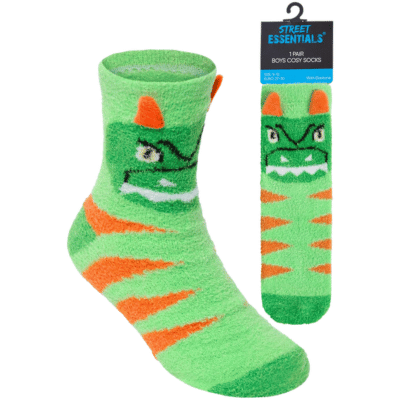 Boys 3D Dinosaur Design Cosy Socks