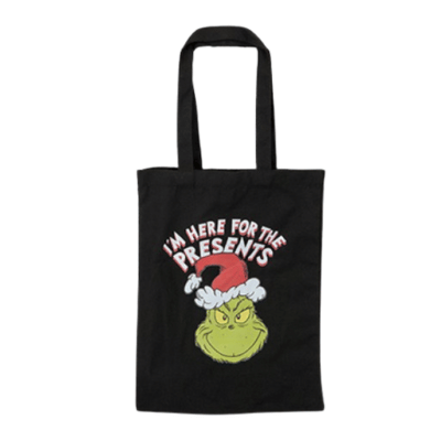Official Grinch Black Printed Canvas Tote Bag