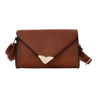 Embroidered Envelope Style Crossbody Bag Brown