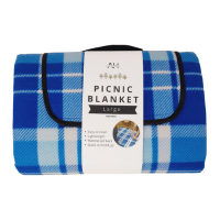 Waterproof Backed Blue Check Picnic Blanket