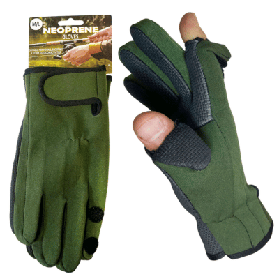 Mens Neoprene Fishing/Shooting Gloves With Gripper Palm Green