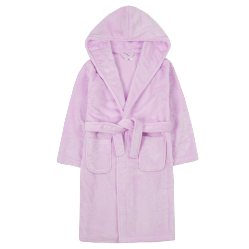 Girls Lilac Flannel Fleece Hooded Dressing Gown | Wholesale Nightwear ...