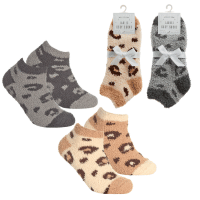 Ladies 2 Pack Animal Print Trainer Liner Cosy Socks