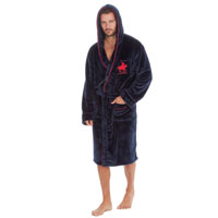 Mens Horse Emblem Fleece Gown With Piping
