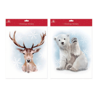 Christmas Window Sticker Polar Bear & Stag Design