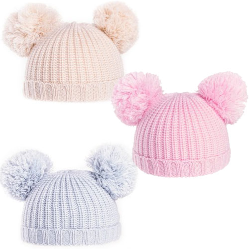 Baby Soft Knit Double Pom Pom Bobble Hat Wholesale Hats Wholesale