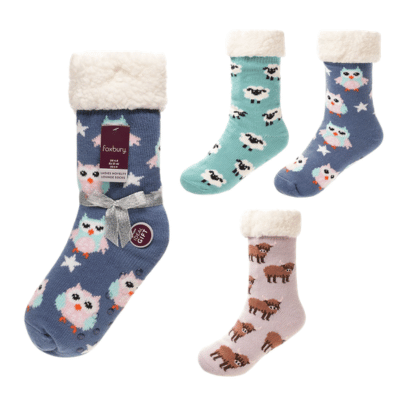 Ladies Animal Design Lounge Socks