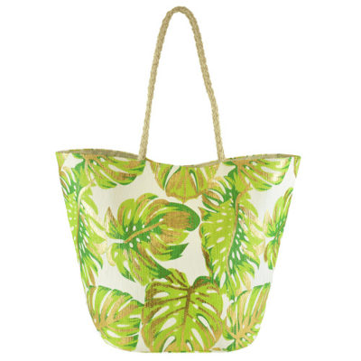 Paperstraw Matellic Tropical Design Beach Bag