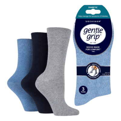 Ladies Diabetic Gentle Grip Socks Denim