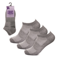 Ladies 3 Pack Grey Marl Trainer Socks