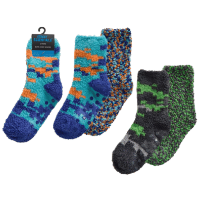 Boys 2 Pair Pack Popcorn Style Cosy Socks