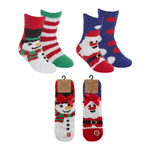Kids 2 Pack Christmas Cosy Socks With Gripper | Wholesale Socks ...