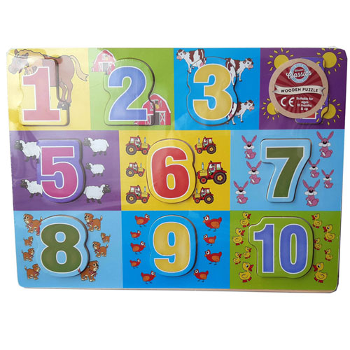 Wood Puzzle Numbers Blue