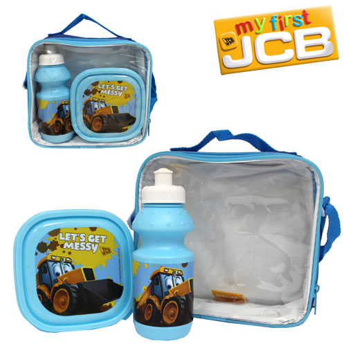 Official Joey JCB 3 Piece Lunch Bag Set Blue