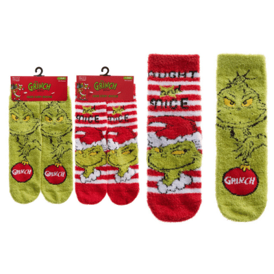 Official Childrens Single Pair Pack The Grinch Cosy Socks With Grip