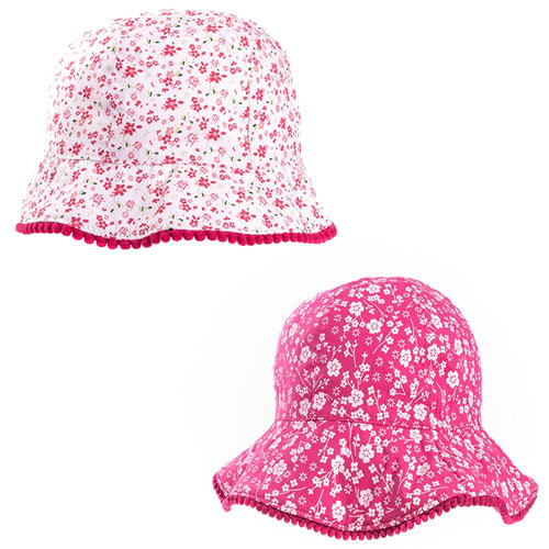 Girls Floral Wide Brim Hat