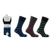 Mens 3 Pack Organic Cotton Eazy Grip Socks Stripes