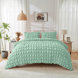 A Touch of Ripon Seersucker Duvet Set Sage Green