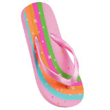 Girls Pink Rainbow Print Flip Flops