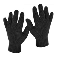 Mens Tuck Knit Thermal Touch Screen Gloves Black