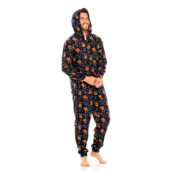 Mens Christmas Design Fleece Onesie Navy