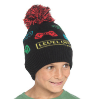 Boys Game Print Jacquard Hat With Bobble