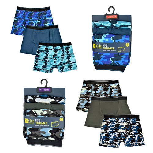 Boys 3 Pack Camo Boxers