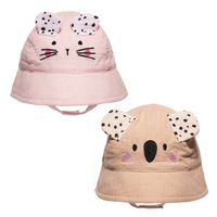 Baby Girls Embroidered Bucket Hat with Velcro Strap