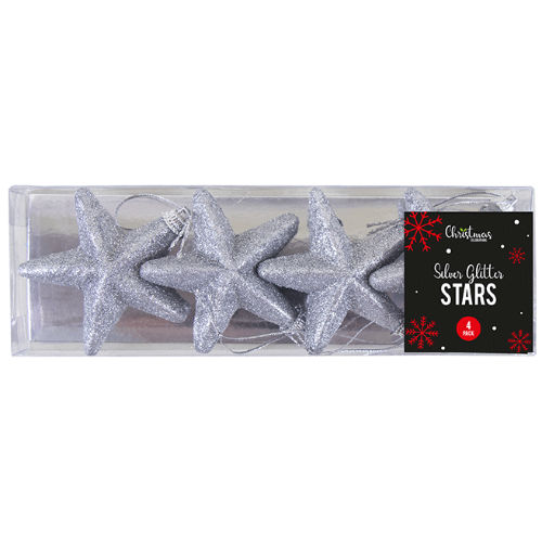 Silver Star Christmas Tree Decorations