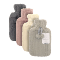 Hot Water Bottles With Luxury Plush Jacquard Stripe Cover