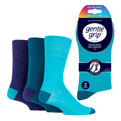 Mens Gentle Grip Socks Colourburst Aqua