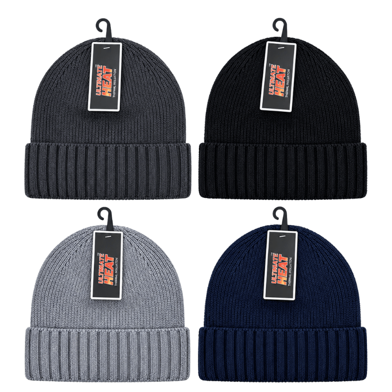 Ultimate Heat Heavy Knit Thermal Insulated Hat With Turn Up