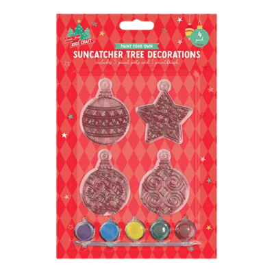 Christmas Suncatcher Tree Decorations with Paint 4 Pack