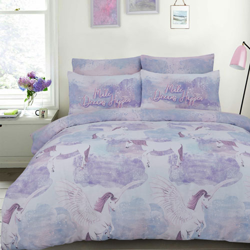 Pegasus Unicorn Lilac Reversible Duvet Set Wholesale Duvet Sets