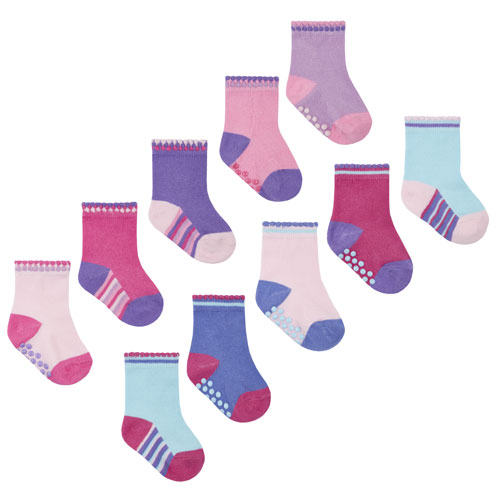 Baby Girls Heel & Toe Gripper Socks 5 Pack