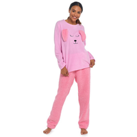 Ladies Rabbit 3D Micro Fleece Top & Sherpa Bottoms Pyjamas