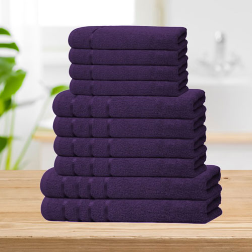 Bear & Panda 10 Piece Cotton Towel Bale Purple