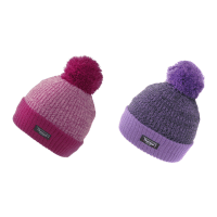 Girls Thermal Knitted Bobble Hat Pink/Purple Mix