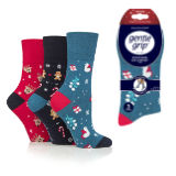 Ladies Christmas Dark Design Gentle Grip Socks