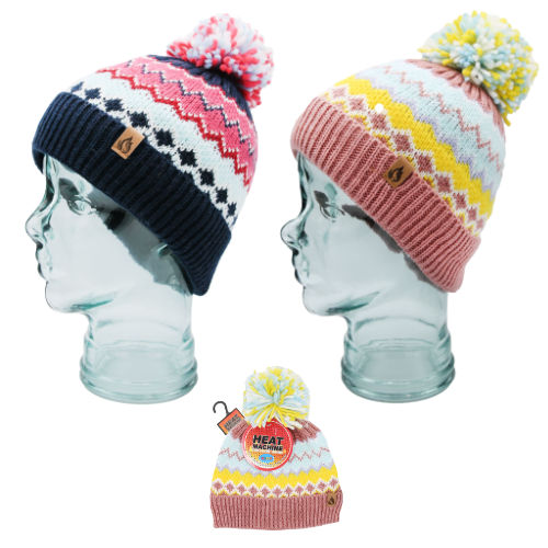 Girls Nordic Stripe Bobble Hat