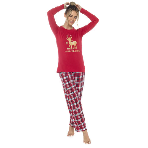 Ladies Merry And Bright Jersey Pyjamas Set