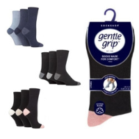 Ladies Gentle Grips Socks Coloured Heel & Toe Bulk Buy