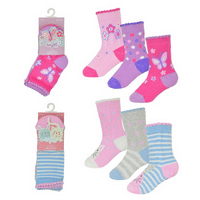 Baby Girls 3 Pack Butterfly/Animal Design Socks
