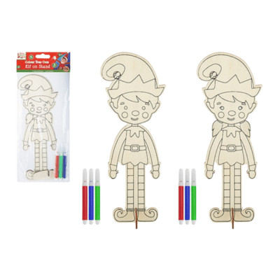 Colour Your Own Elf On Stand With 3 Pens
