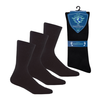 Mens 3 Pack Diabetic Socks Black