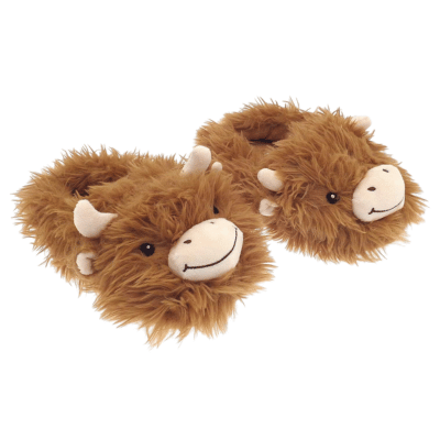 Highland Cow Design Novelty Slippers - Super Soft Fleece