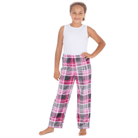 Girls Pink Check Soft Fleece Lounge Pants