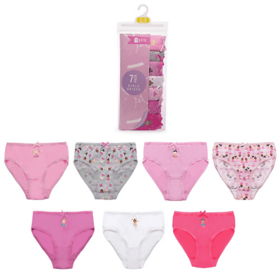Girls 7 Pack Ballerina Briefs
